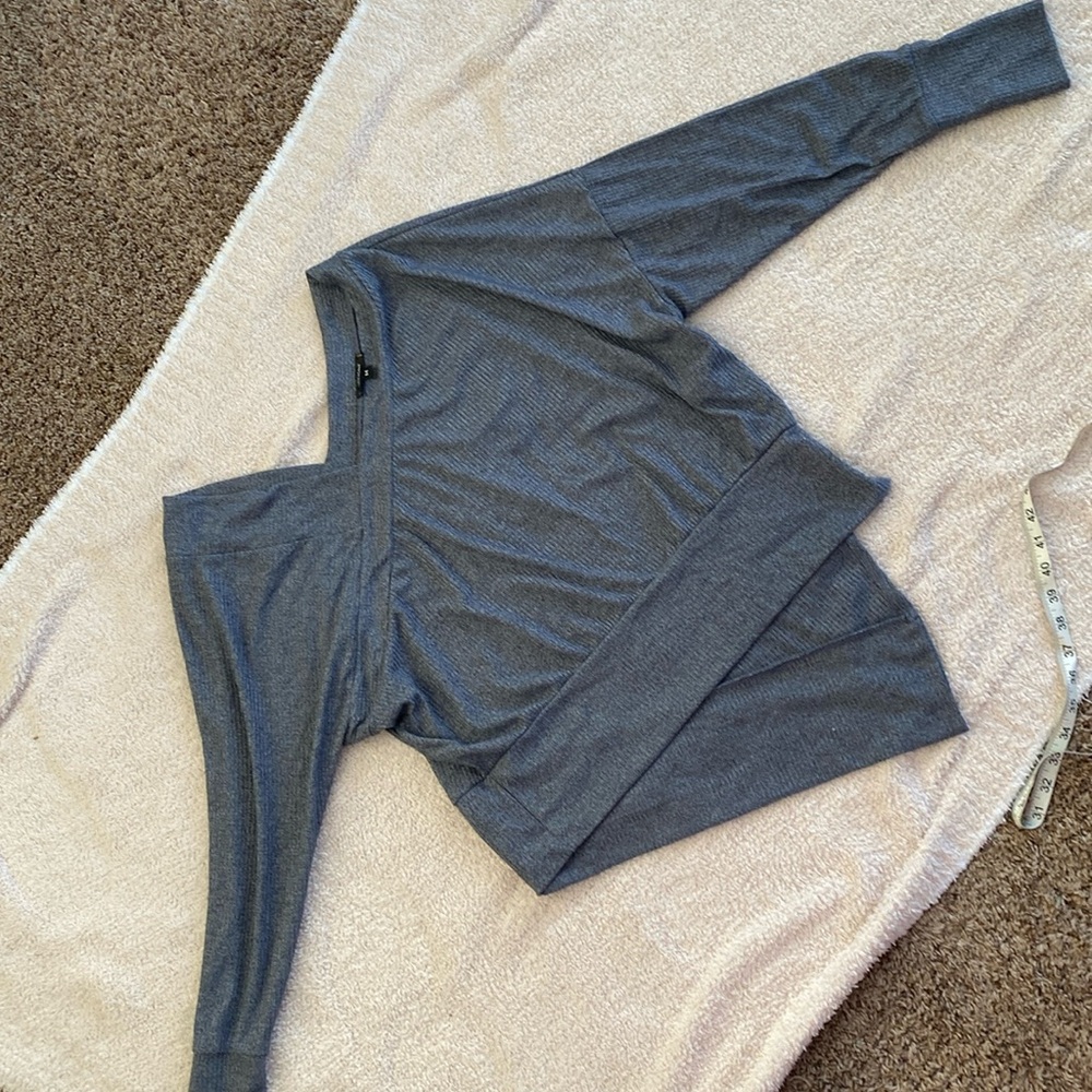 Stella and dot ribbed double V off the shoulder sweater in chambray